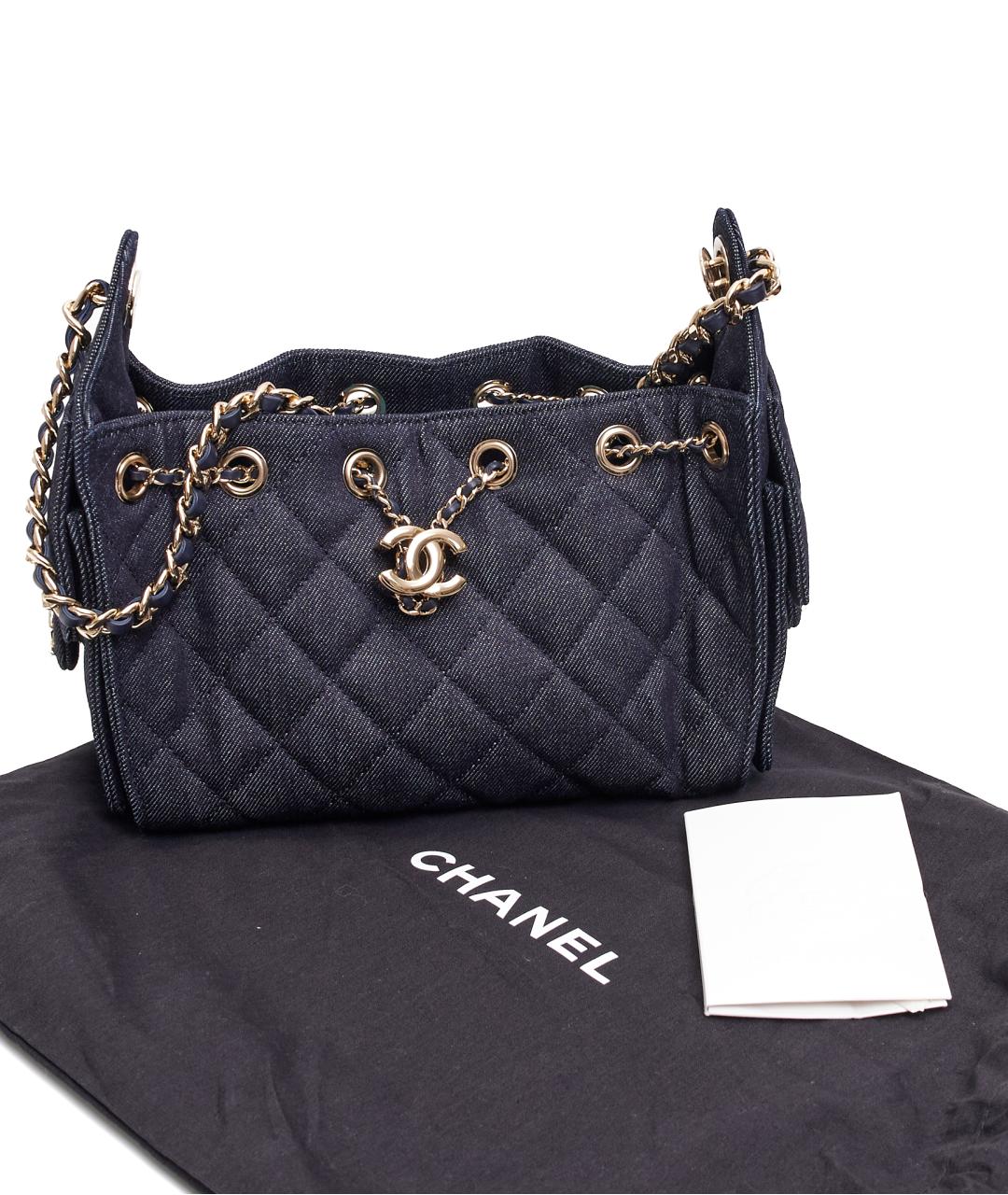 CHANEL Черная деним сумка тоут, фото 6