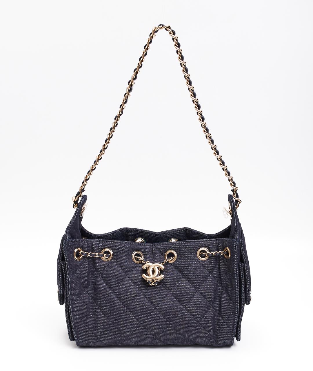 CHANEL Черная деним сумка тоут, фото 9