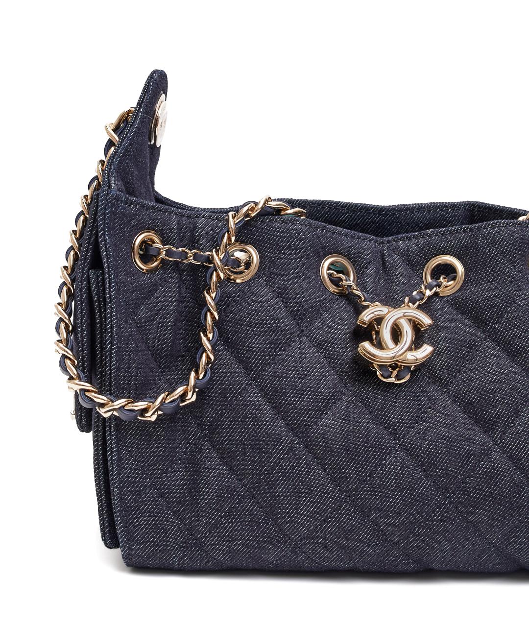 CHANEL Черная деним сумка тоут, фото 5