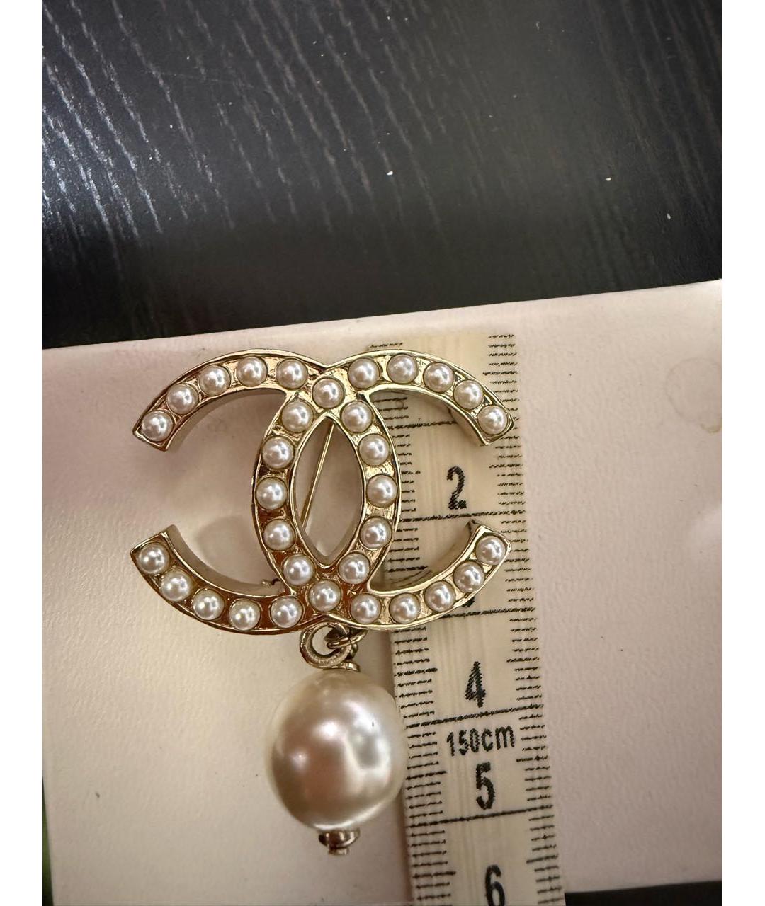 CHANEL Золотая жемчужная булавка / брошь, фото 4