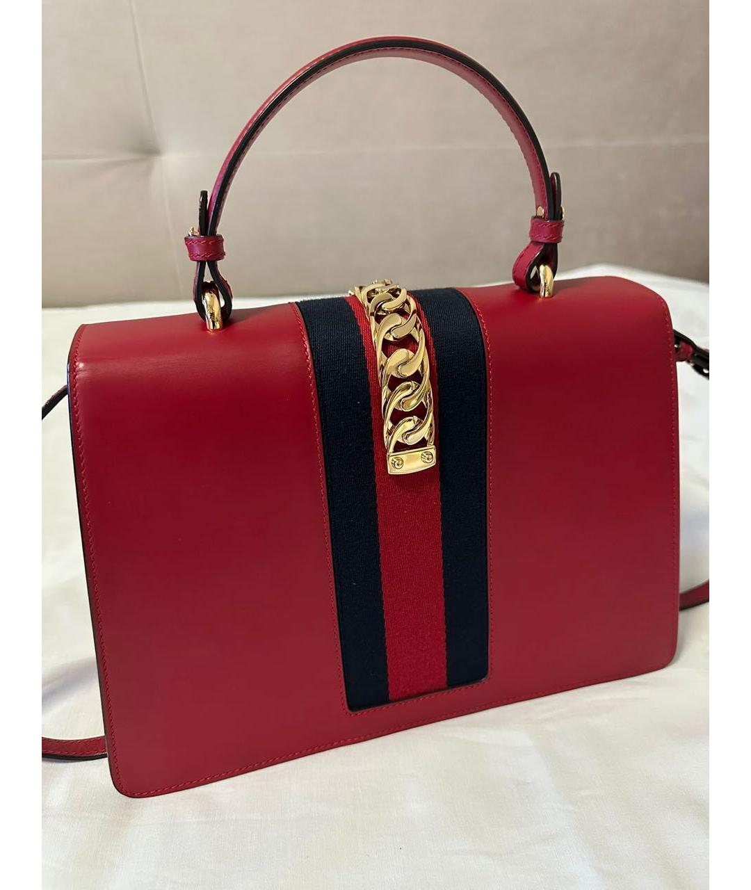 GUCCI Красная кожаная сумка через плечо, фото 3