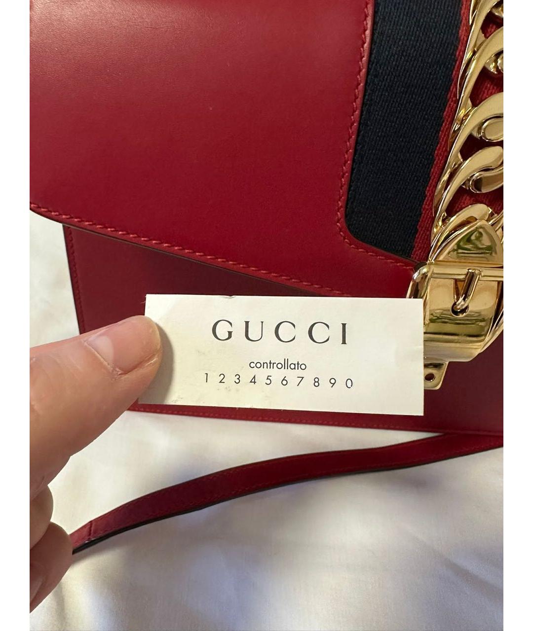 GUCCI Красная кожаная сумка через плечо, фото 4