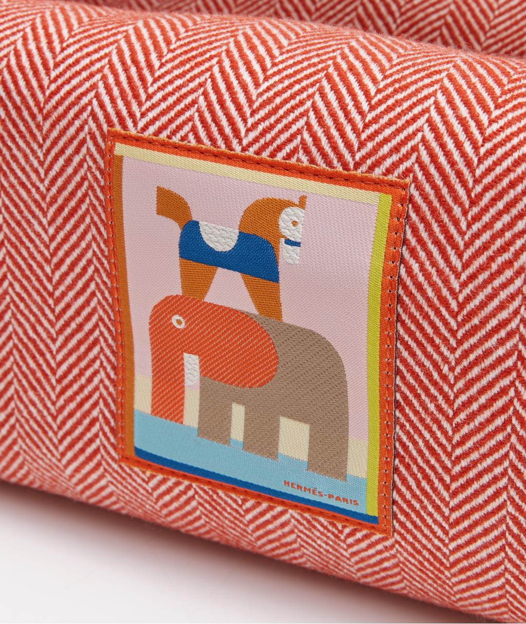 HERMES Красная тканевая косметичка, фото 5