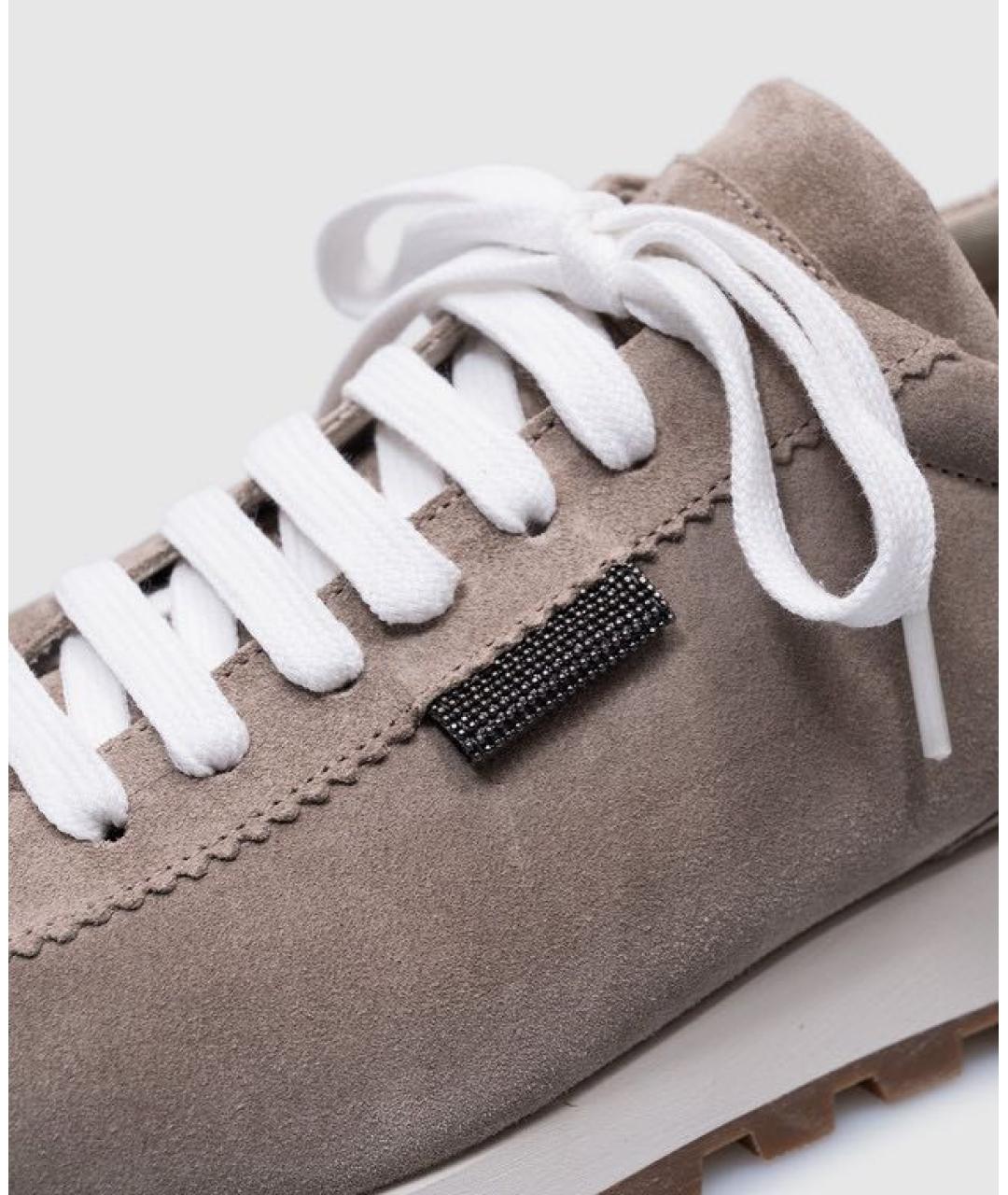 BRUNELLO CUCINELLI Бежевые замшевые кроссовки, фото 5