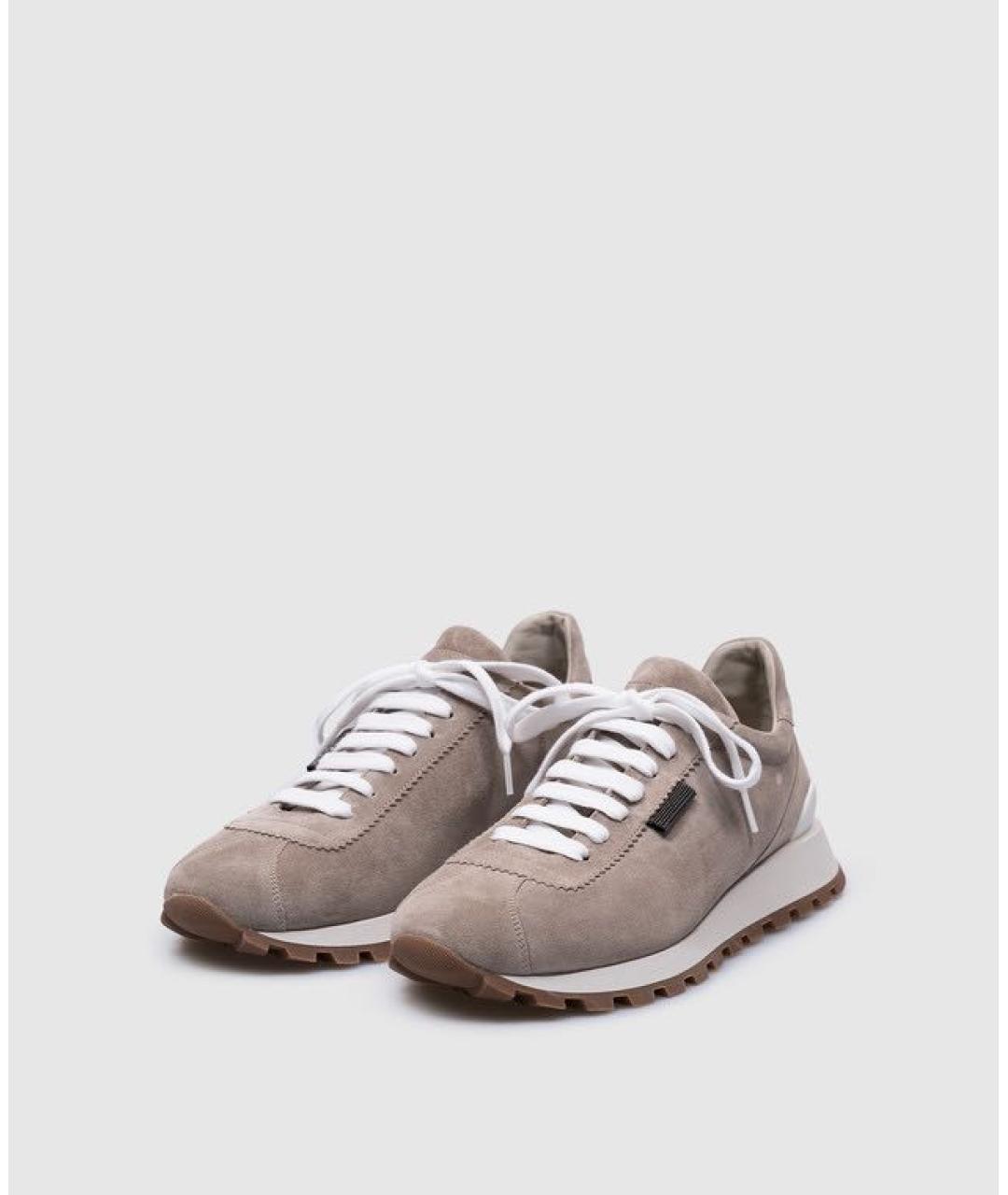 BRUNELLO CUCINELLI Бежевые замшевые кроссовки, фото 2