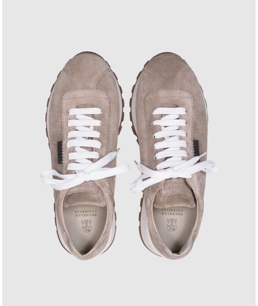 BRUNELLO CUCINELLI Бежевые замшевые кроссовки, фото 3