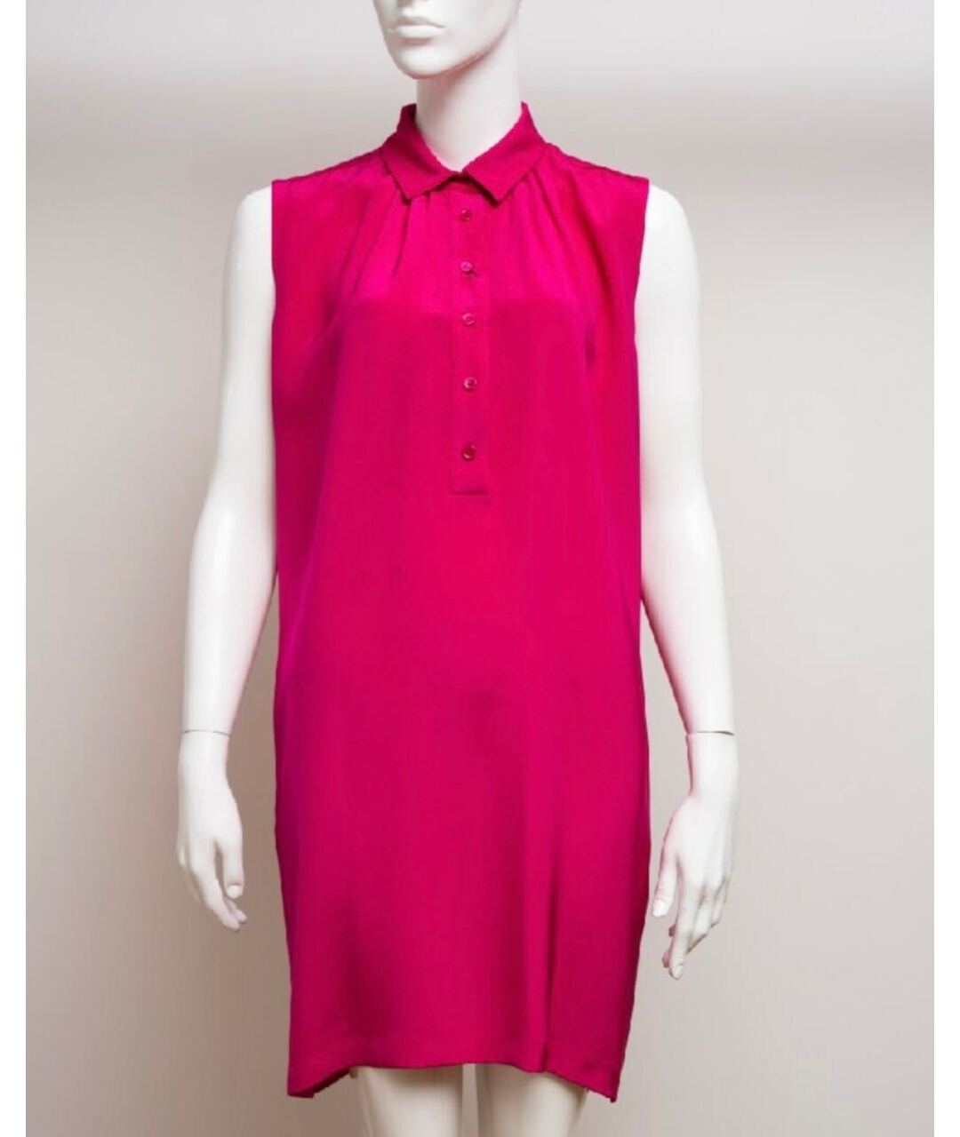 SAINT LAURENT Фуксия шелковое повседневное платье, фото 2