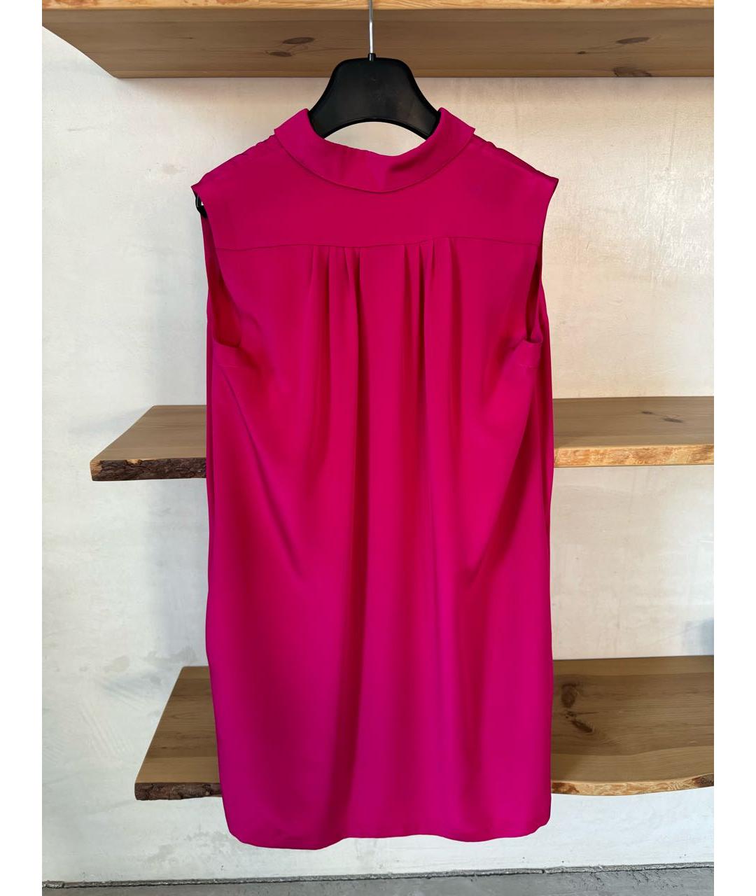 SAINT LAURENT Фуксия шелковое повседневное платье, фото 6