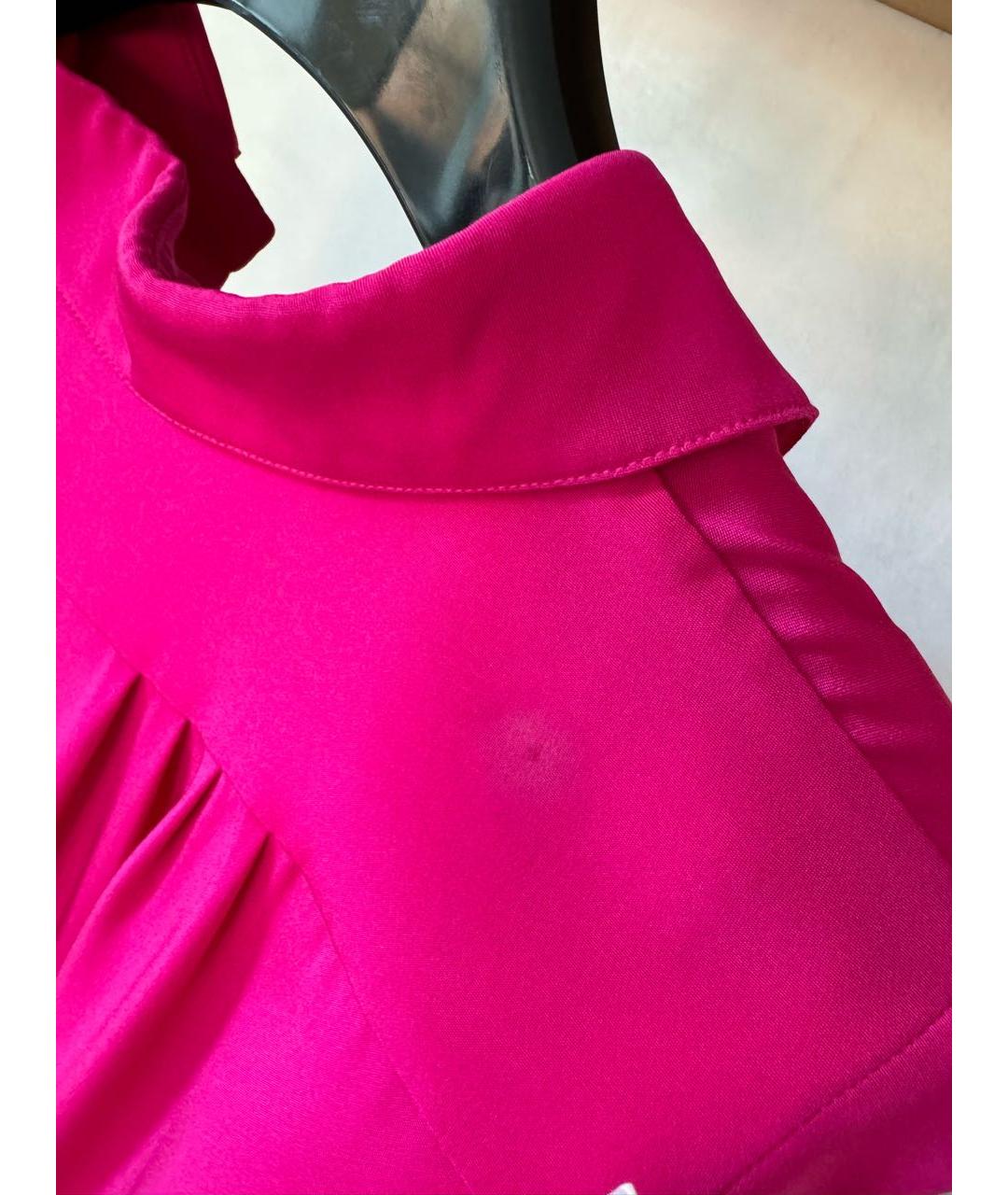 SAINT LAURENT Фуксия шелковое повседневное платье, фото 4