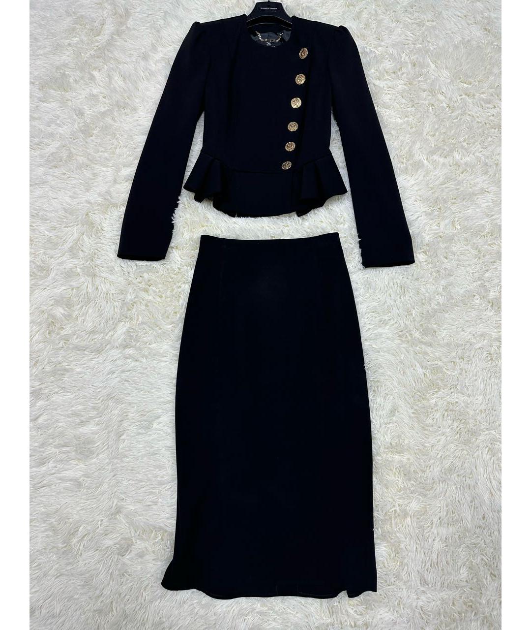 ELISABETTA FRANCHI Черный полиэстеровый костюм с юбками, фото 8