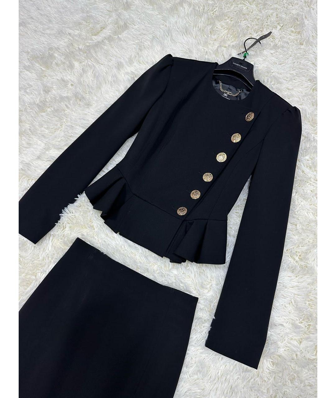 ELISABETTA FRANCHI Черный полиэстеровый костюм с юбками, фото 2