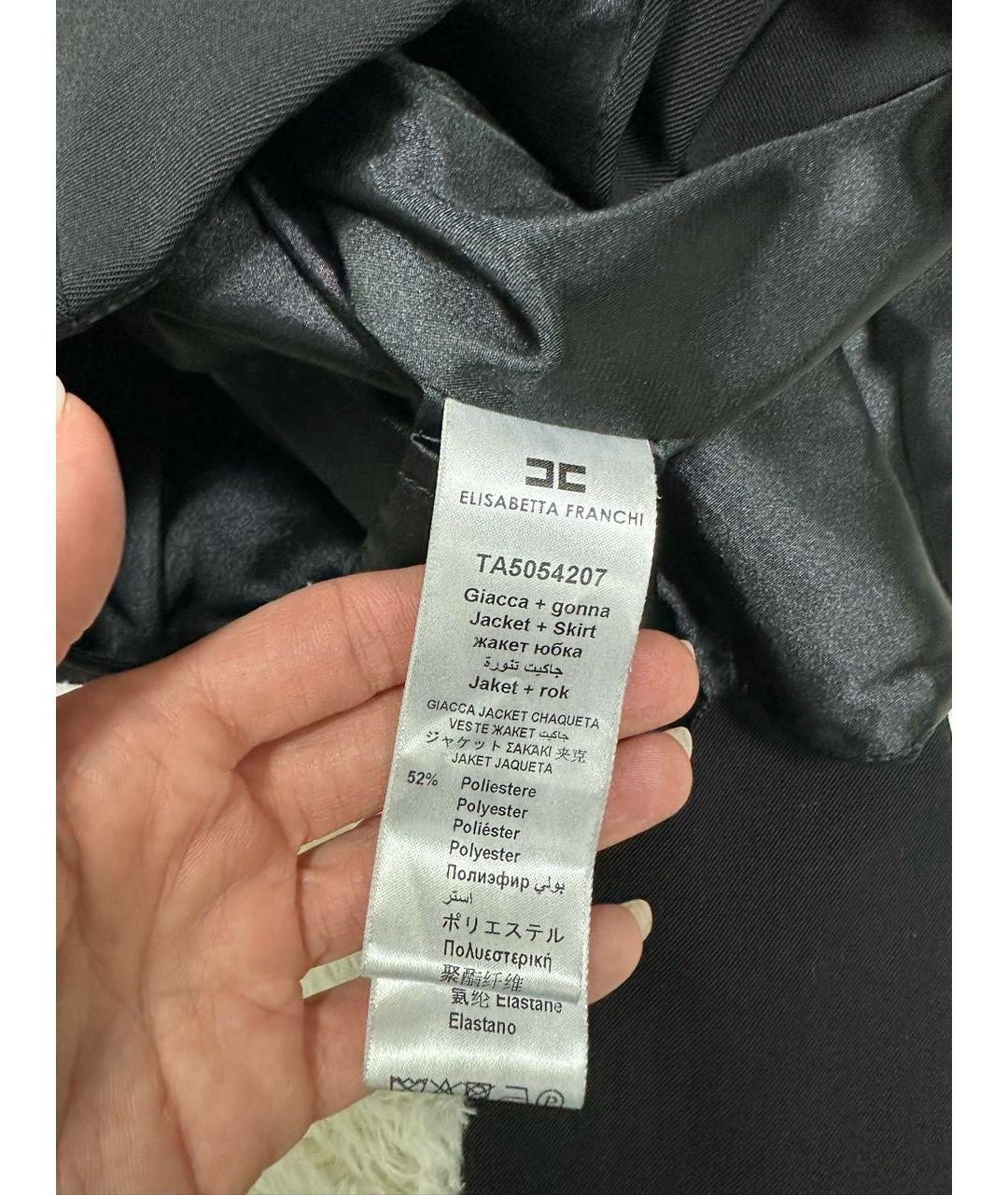 ELISABETTA FRANCHI Черный полиэстеровый костюм с юбками, фото 6