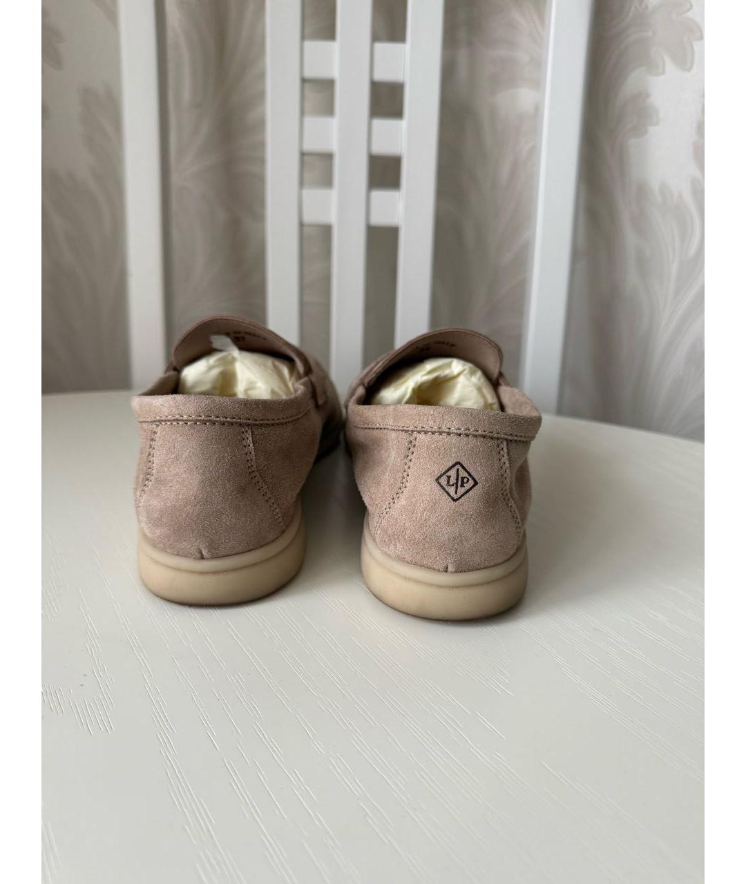 LORO PIANA Бежевые замшевые лоферы, фото 4