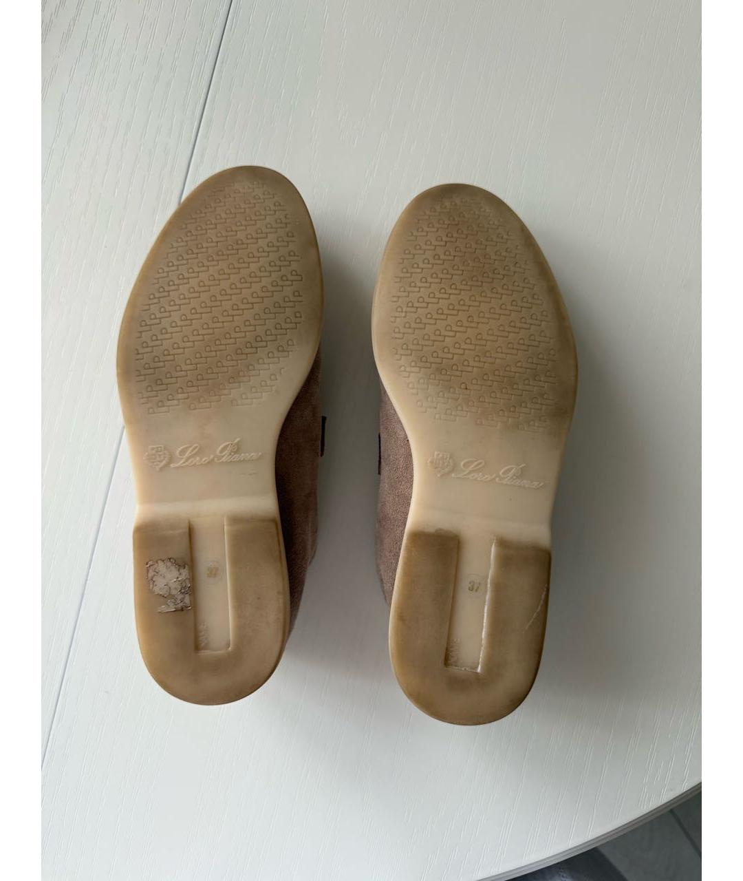 LORO PIANA Бежевые замшевые лоферы, фото 5