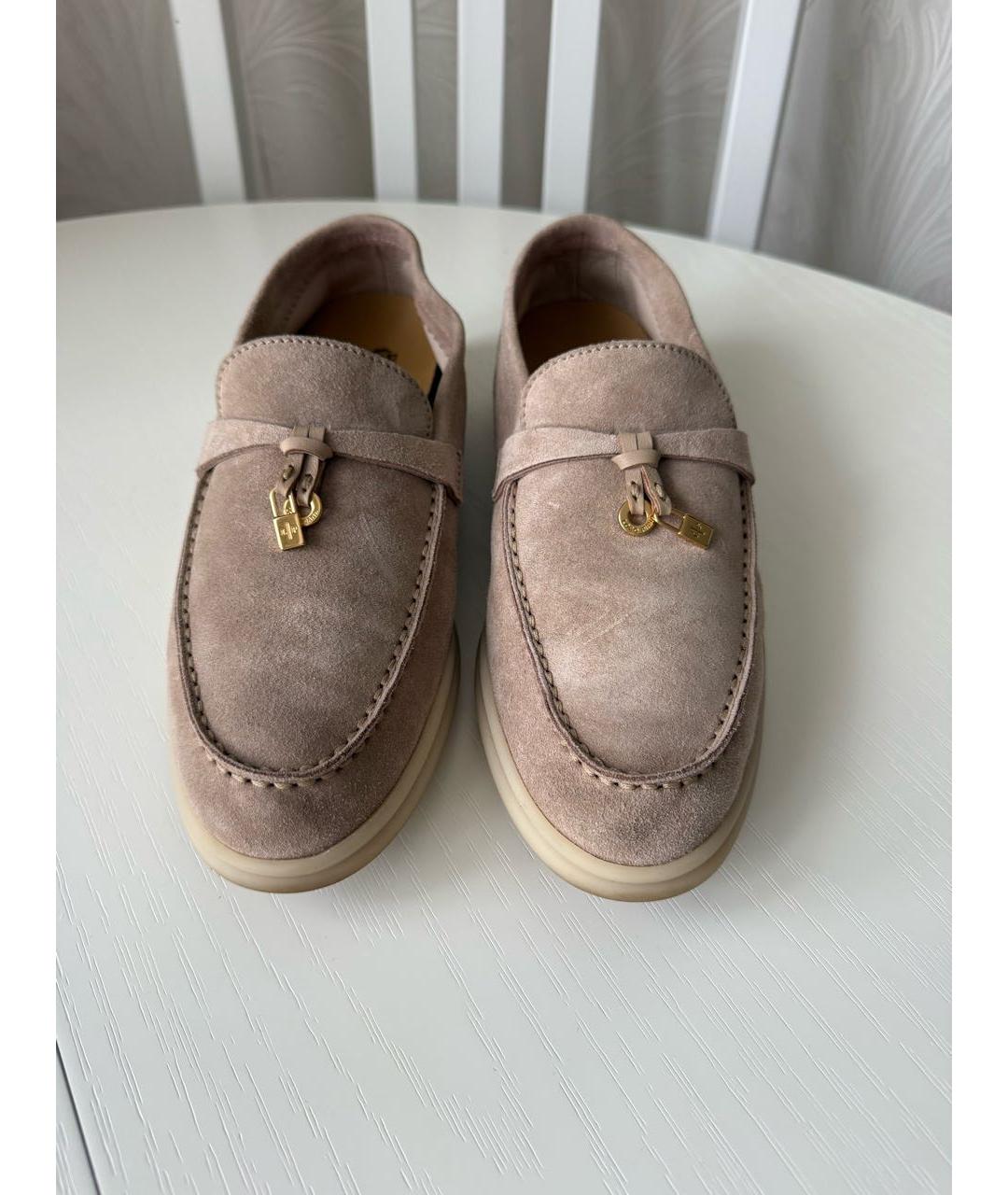 LORO PIANA Бежевые замшевые лоферы, фото 2