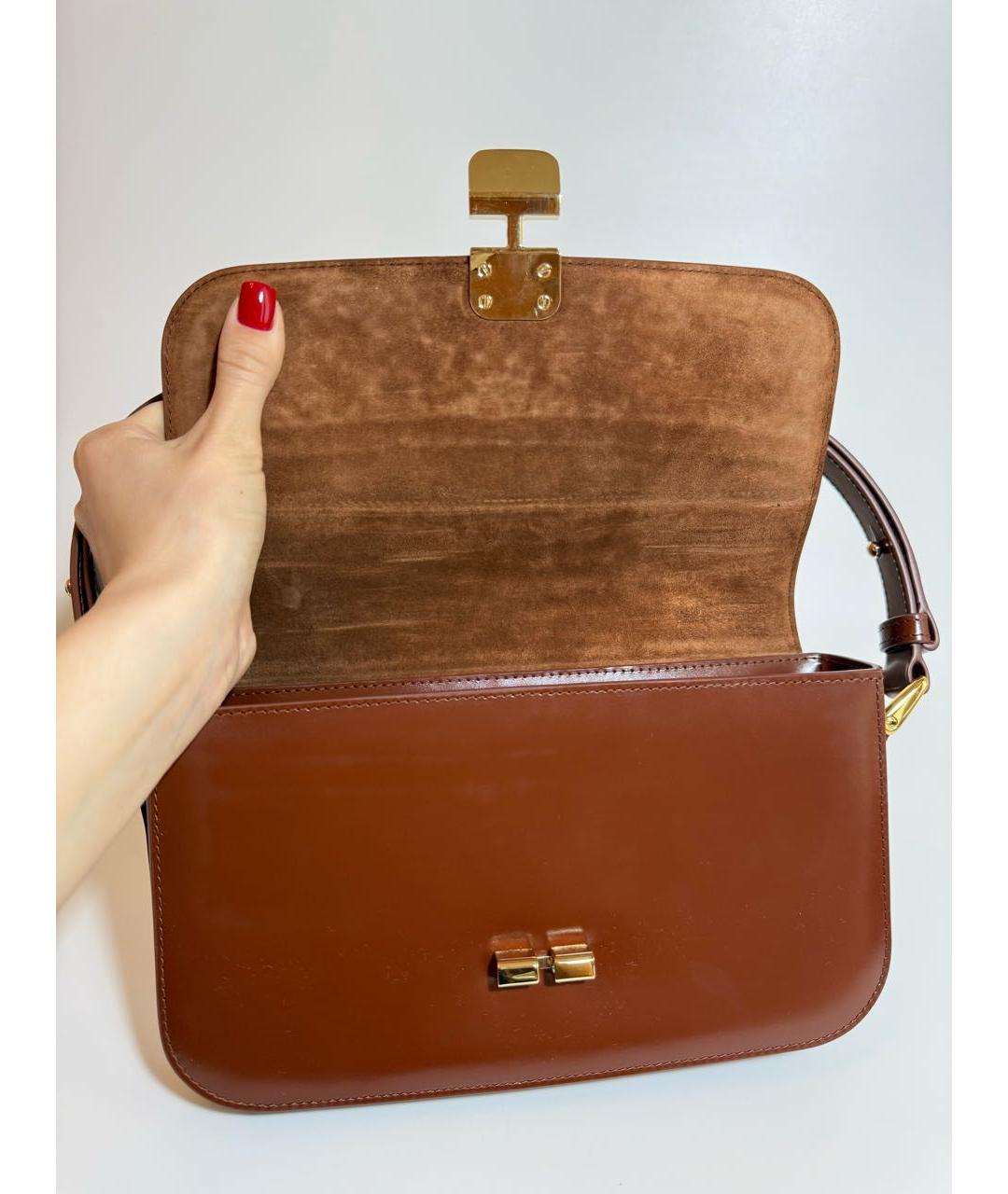 A.P.C. Коричневая кожаная сумка через плечо, фото 4