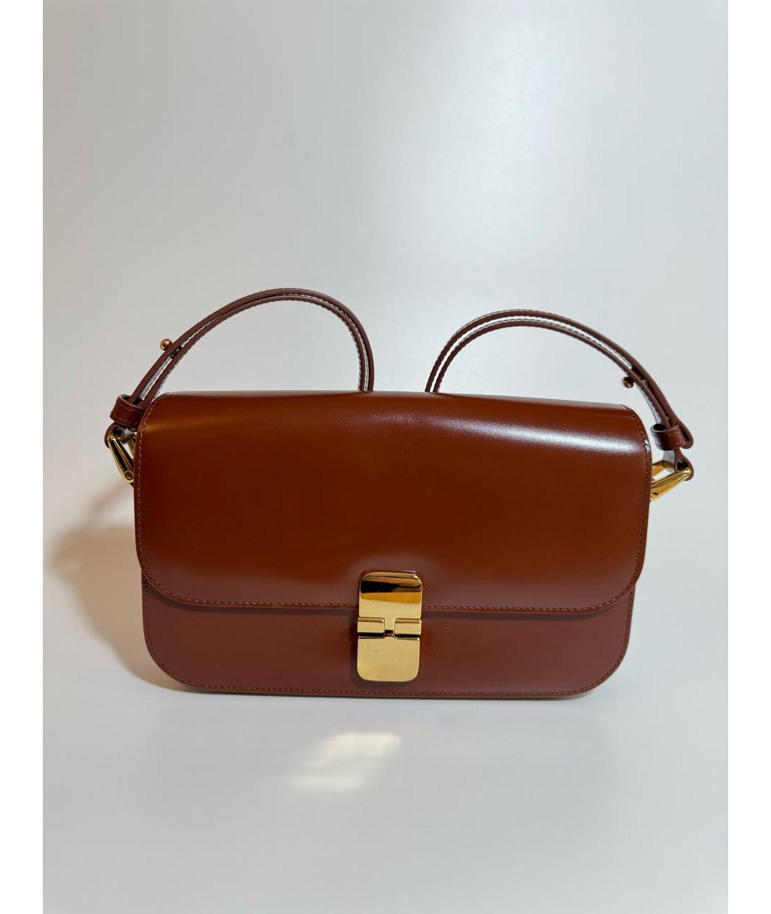 A.P.C. Коричневая кожаная сумка через плечо, фото 9