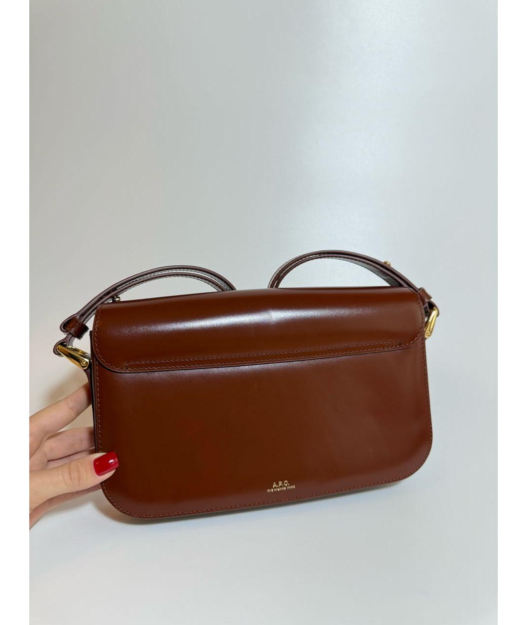 A.P.C. Коричневая кожаная сумка через плечо, фото 3