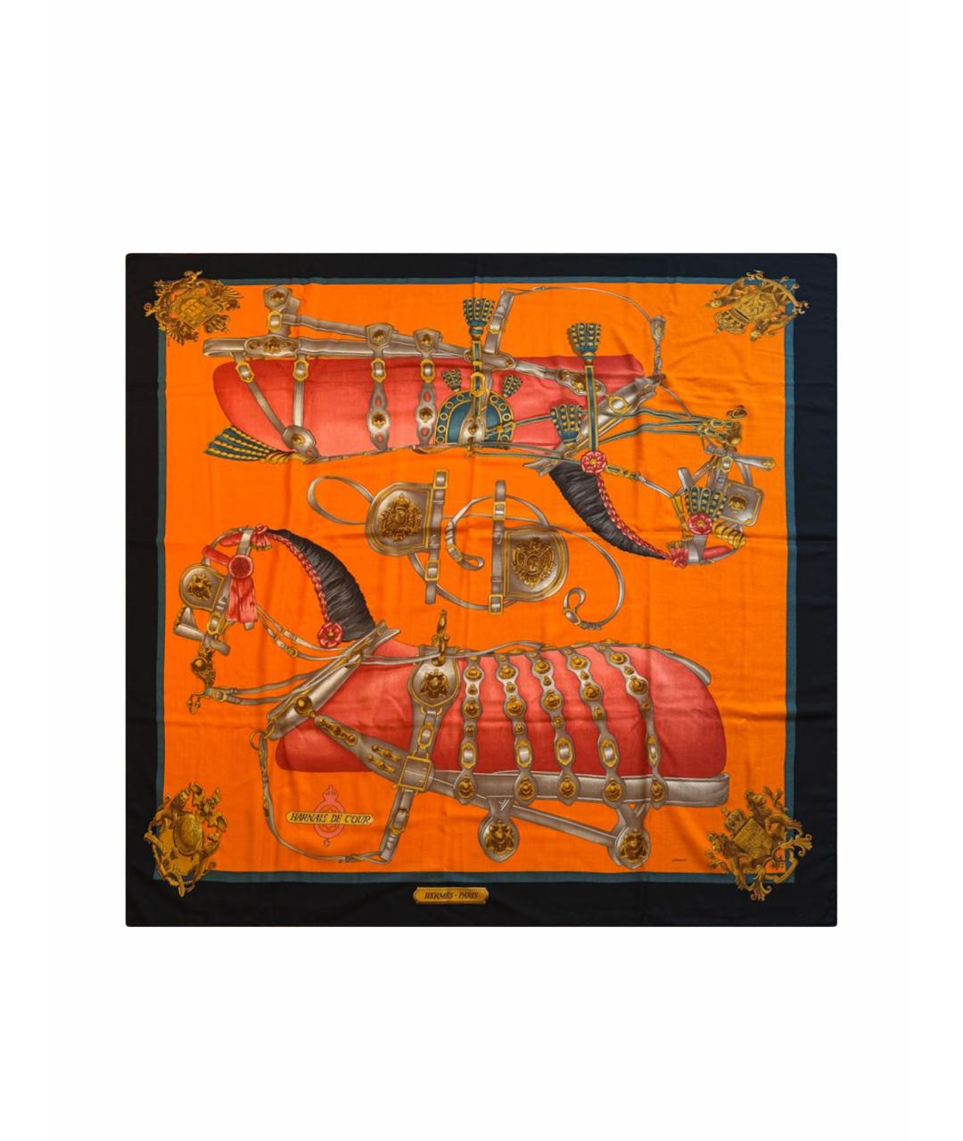 HERMES Оранжевый кашемировый платок, фото 1