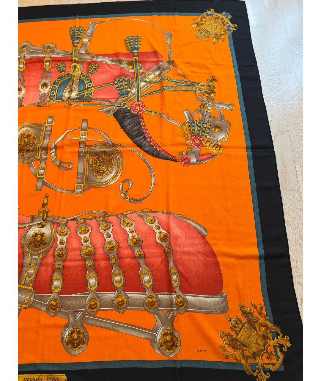 HERMES Оранжевый кашемировый платок, фото 3