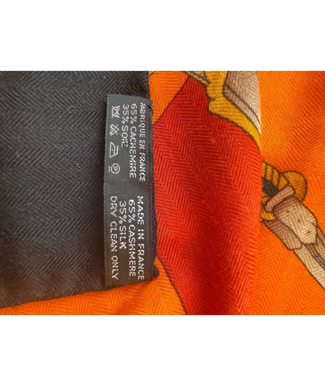 HERMES Оранжевый кашемировый платок, фото 4
