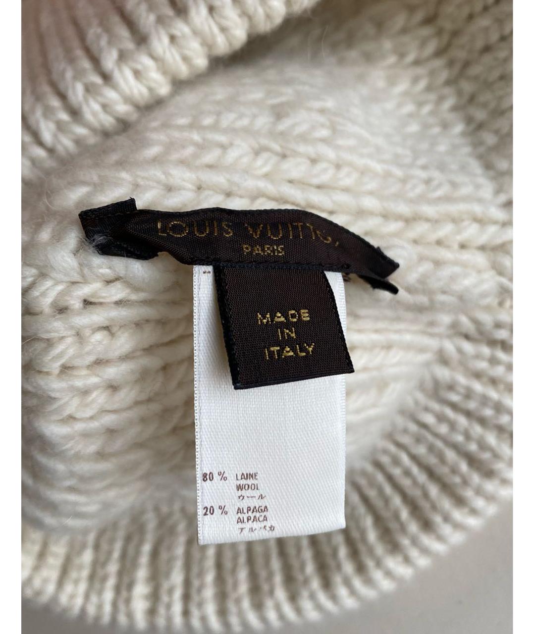 LOUIS VUITTON Бежевая шерстяная шапка, фото 3