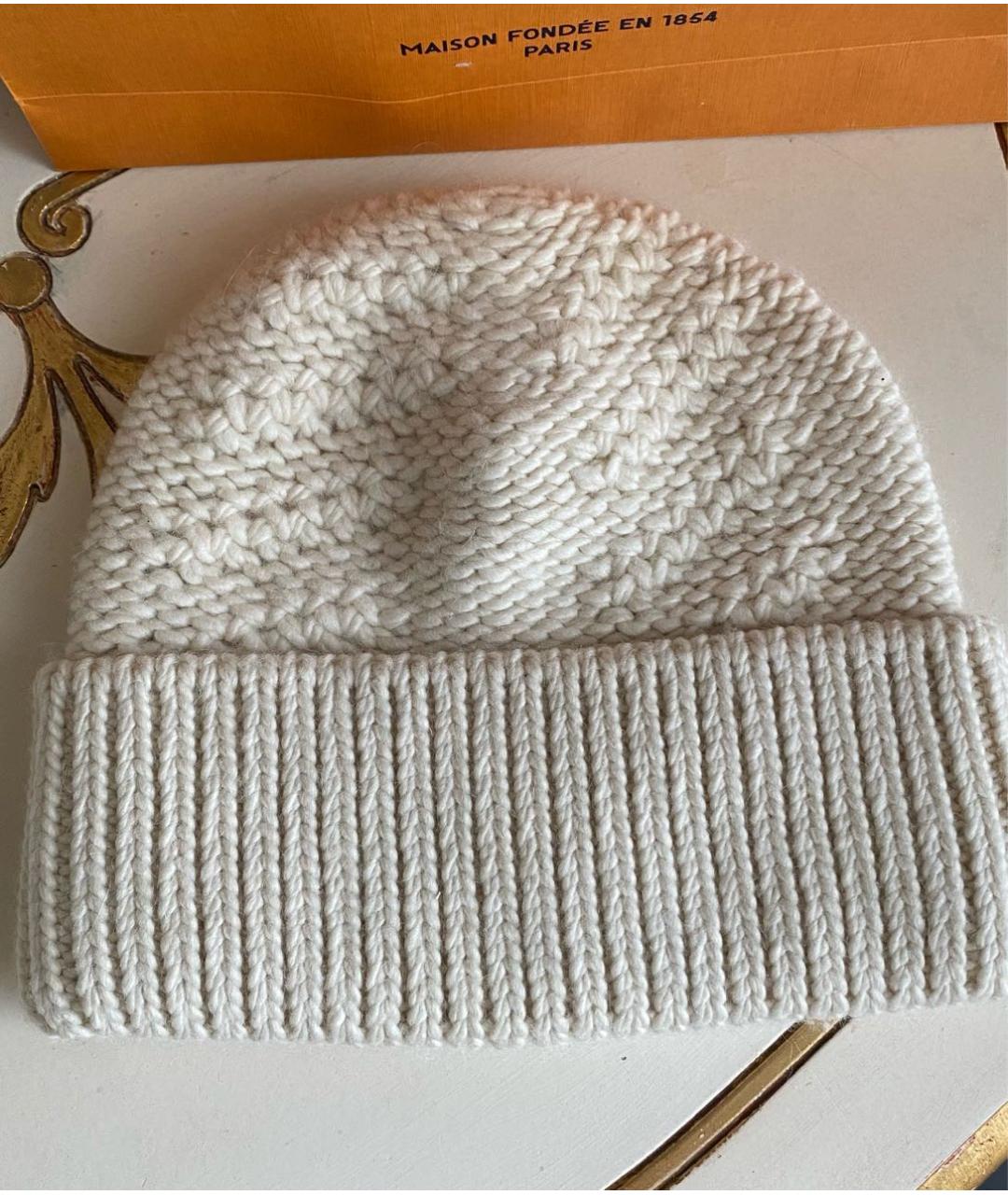 LOUIS VUITTON Бежевая шерстяная шапка, фото 5