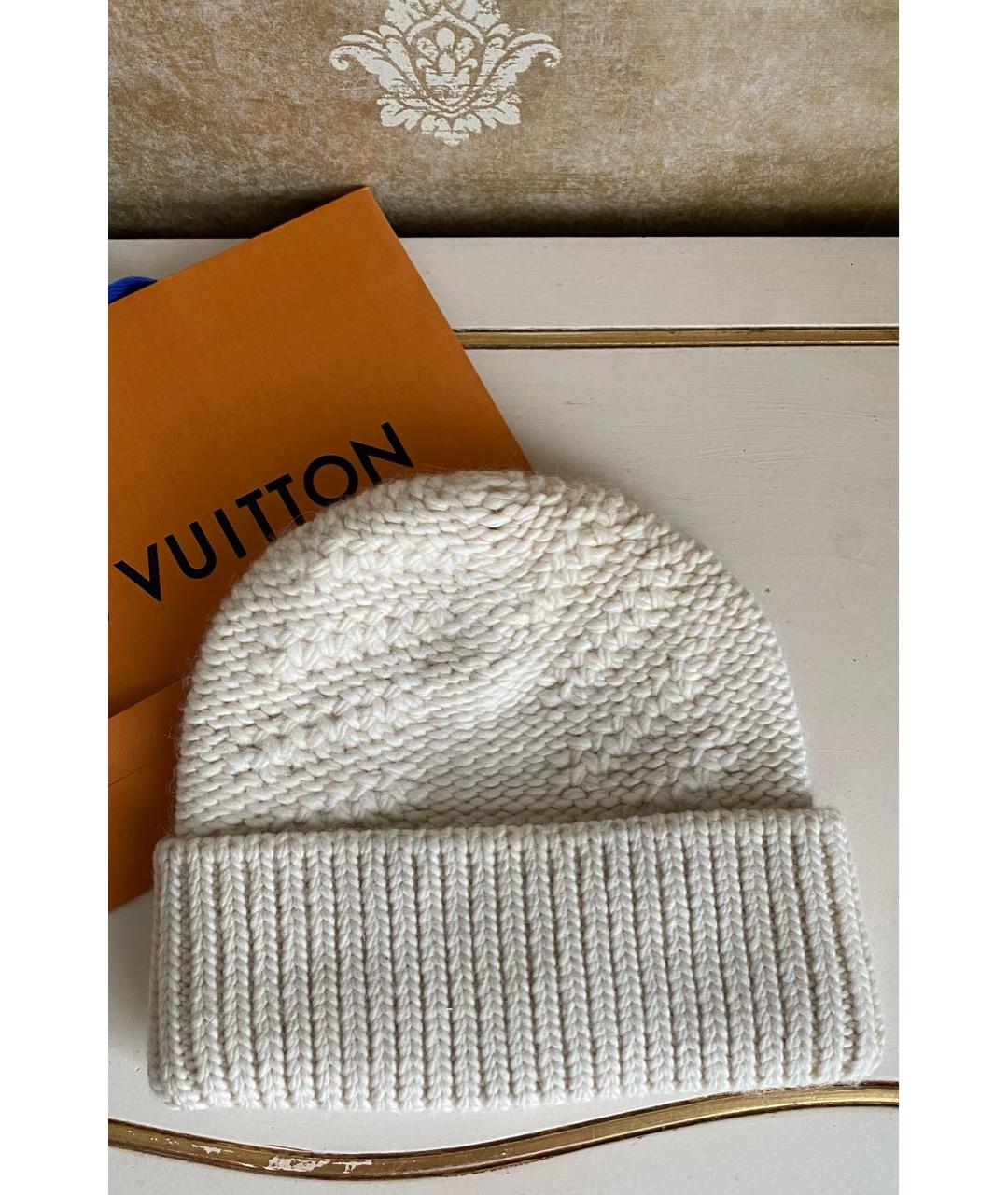 LOUIS VUITTON Бежевая шерстяная шапка, фото 4