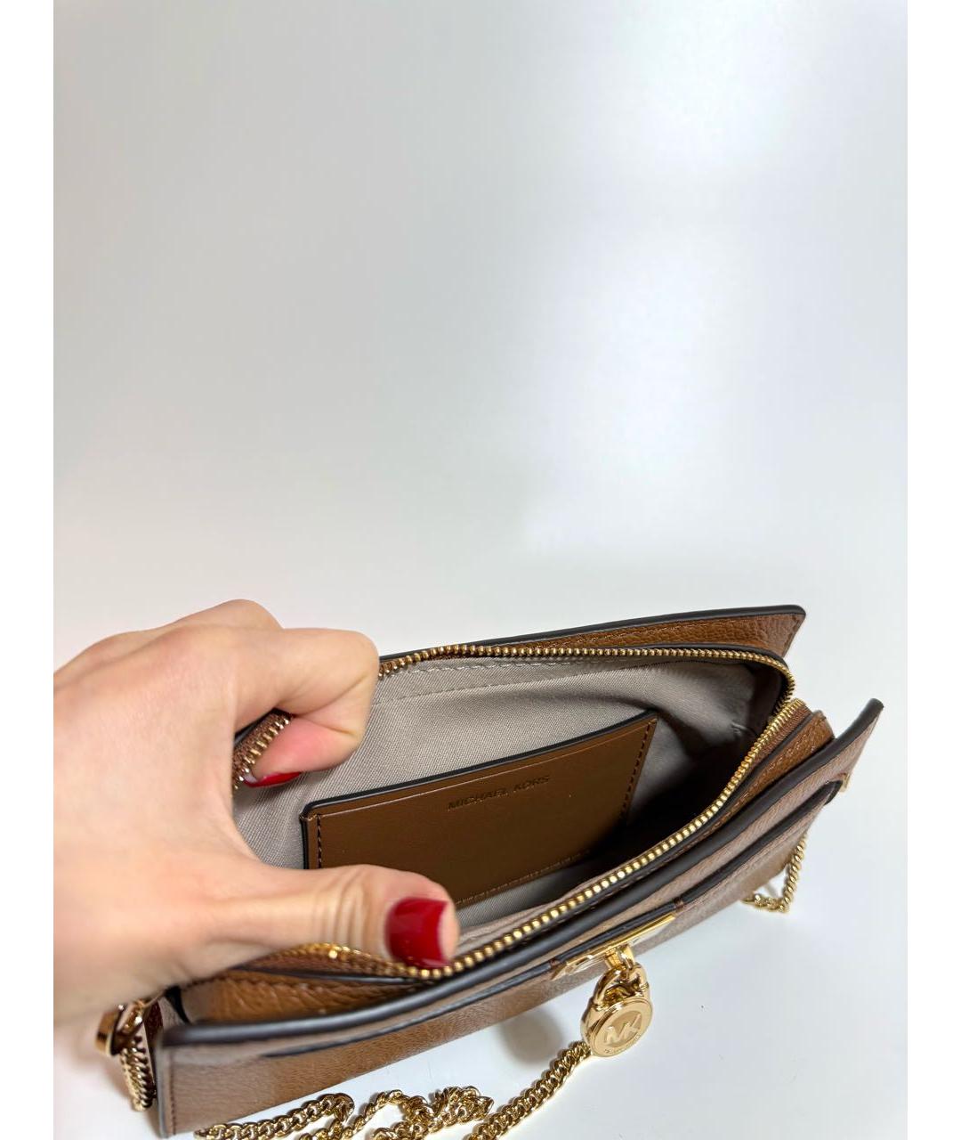 MICHAEL KORS Коричневая кожаная сумка через плечо, фото 4