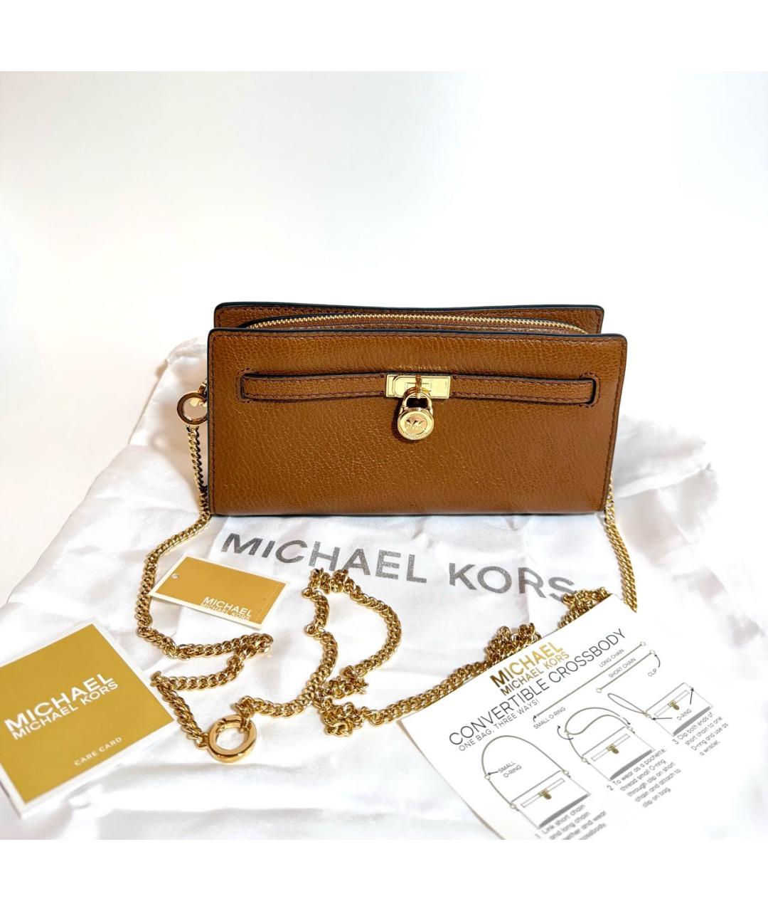 MICHAEL KORS Коричневая кожаная сумка через плечо, фото 6