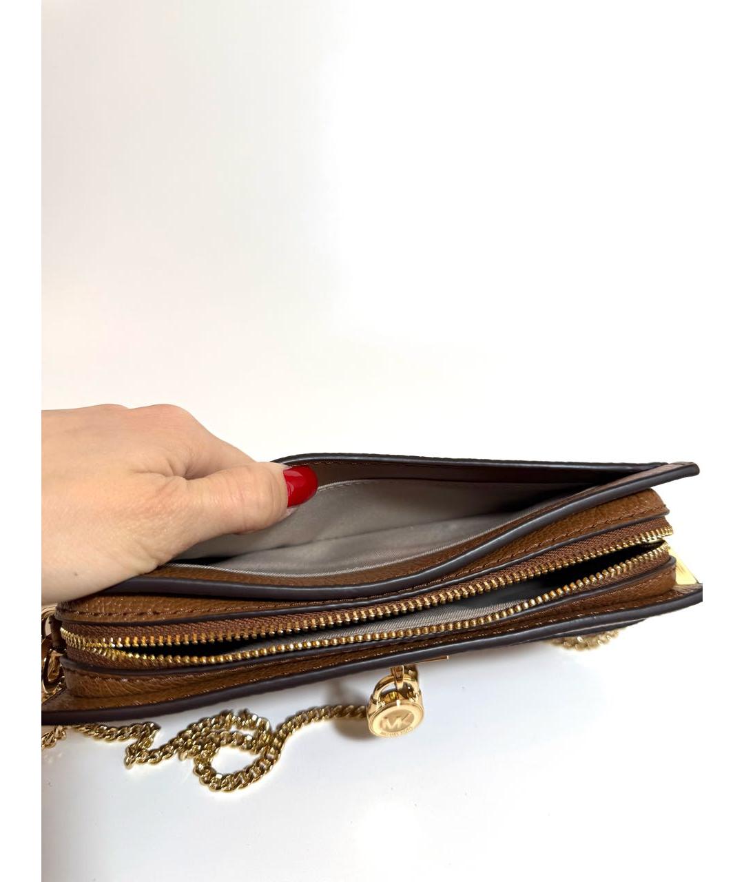MICHAEL KORS Коричневая кожаная сумка через плечо, фото 5