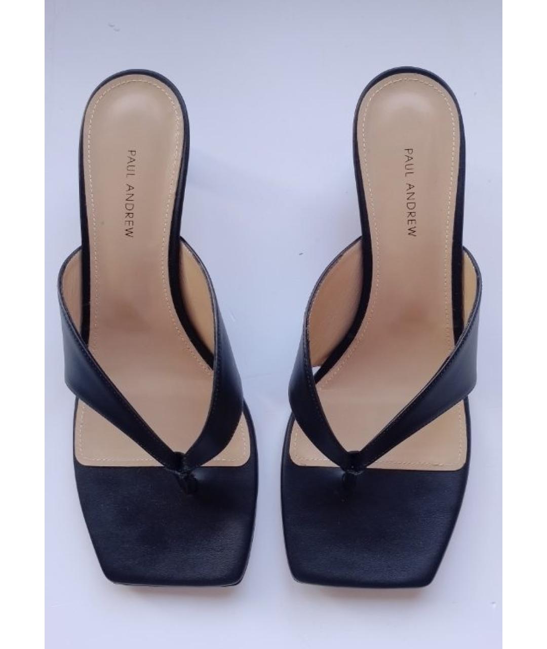 PAUL ANDREW Черные кожаные мюли, фото 6