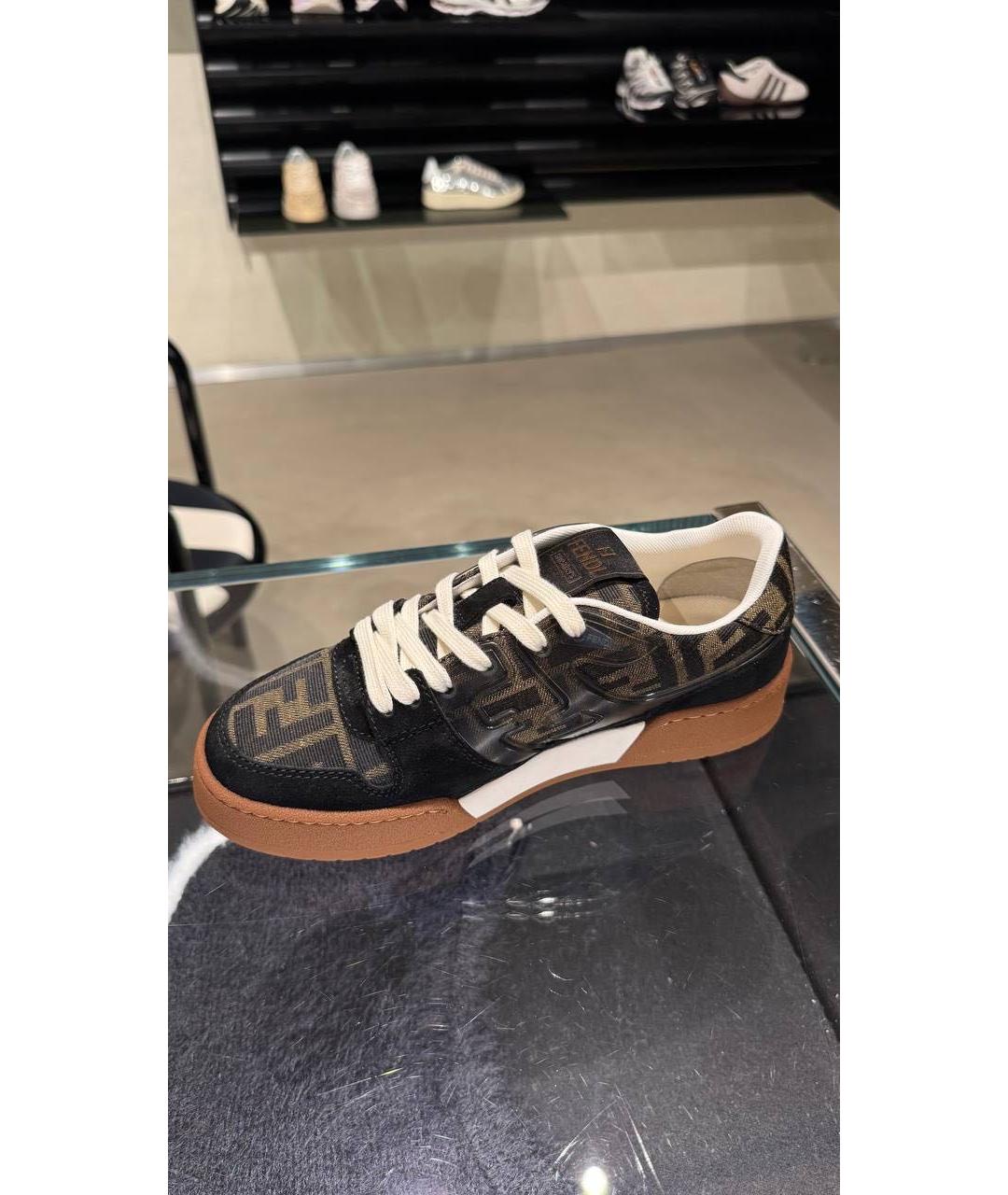 FENDI Коричневые текстильные кеды, фото 5