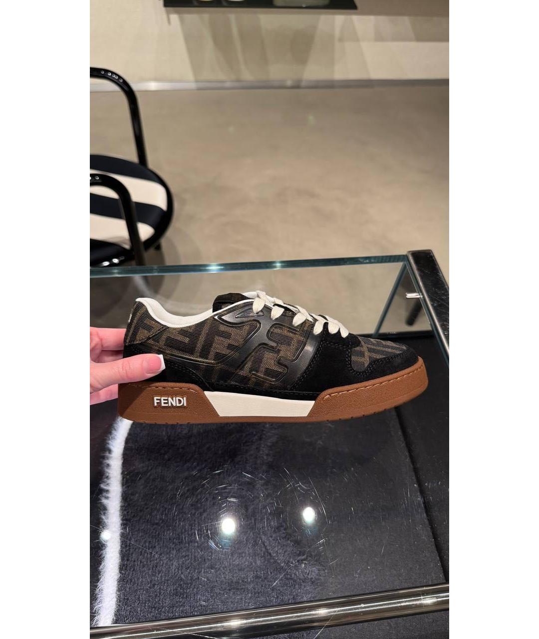 FENDI Коричневые текстильные кеды, фото 6