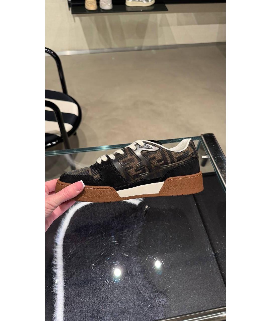 FENDI Коричневые текстильные кеды, фото 8