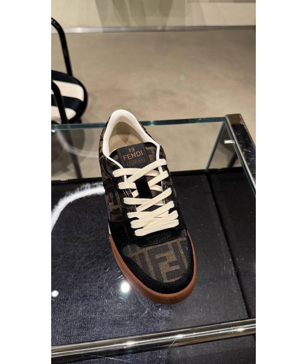 FENDI Коричневые текстильные кеды, фото 7