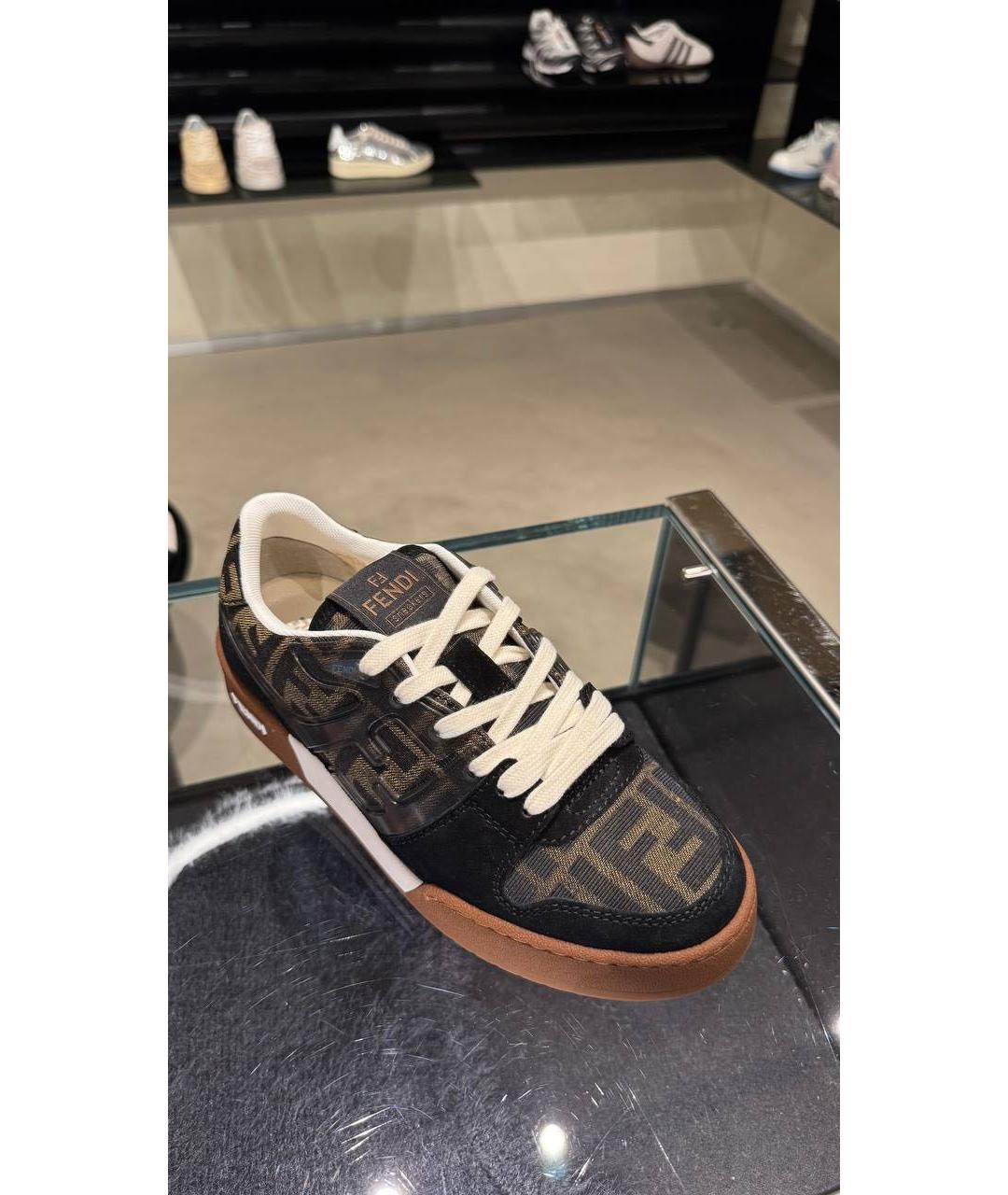 FENDI Коричневые текстильные кеды, фото 4