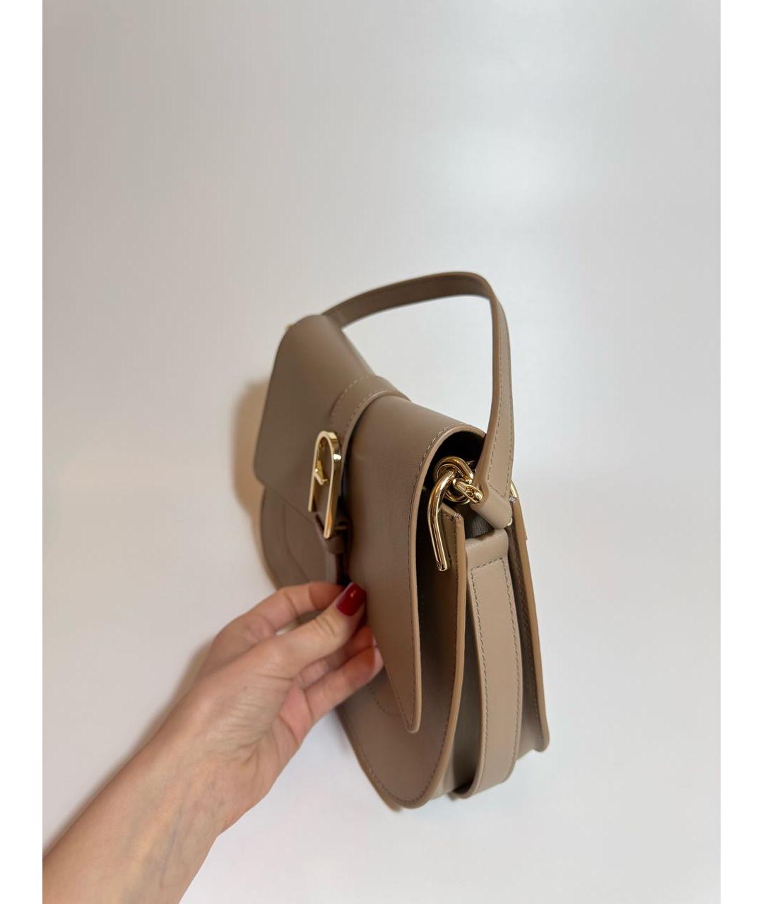 FURLA Бежевая кожаная сумка с короткими ручками, фото 2