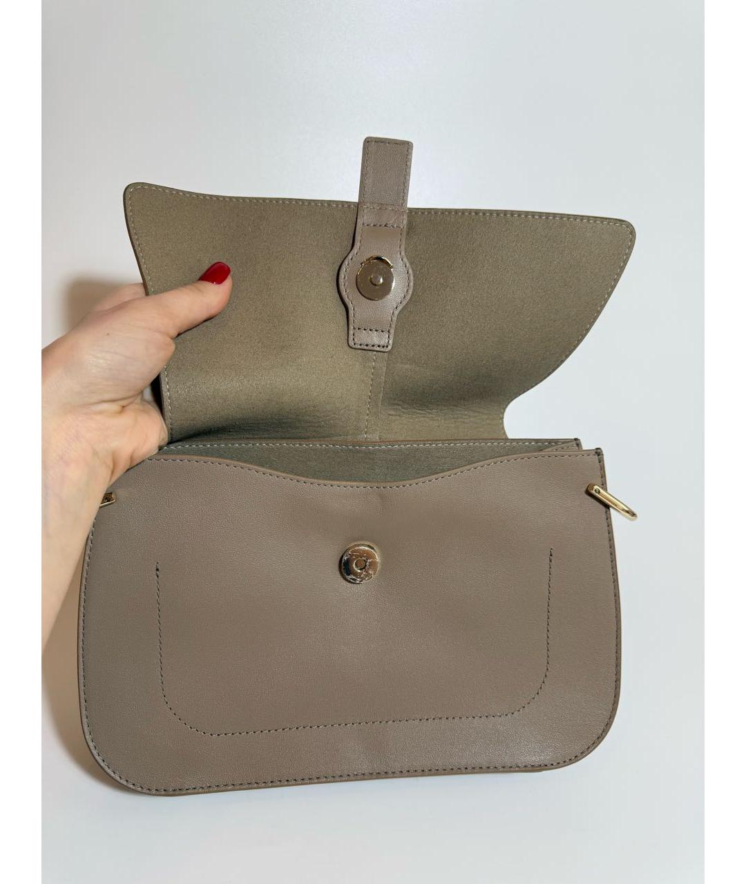 FURLA Бежевая кожаная сумка с короткими ручками, фото 4