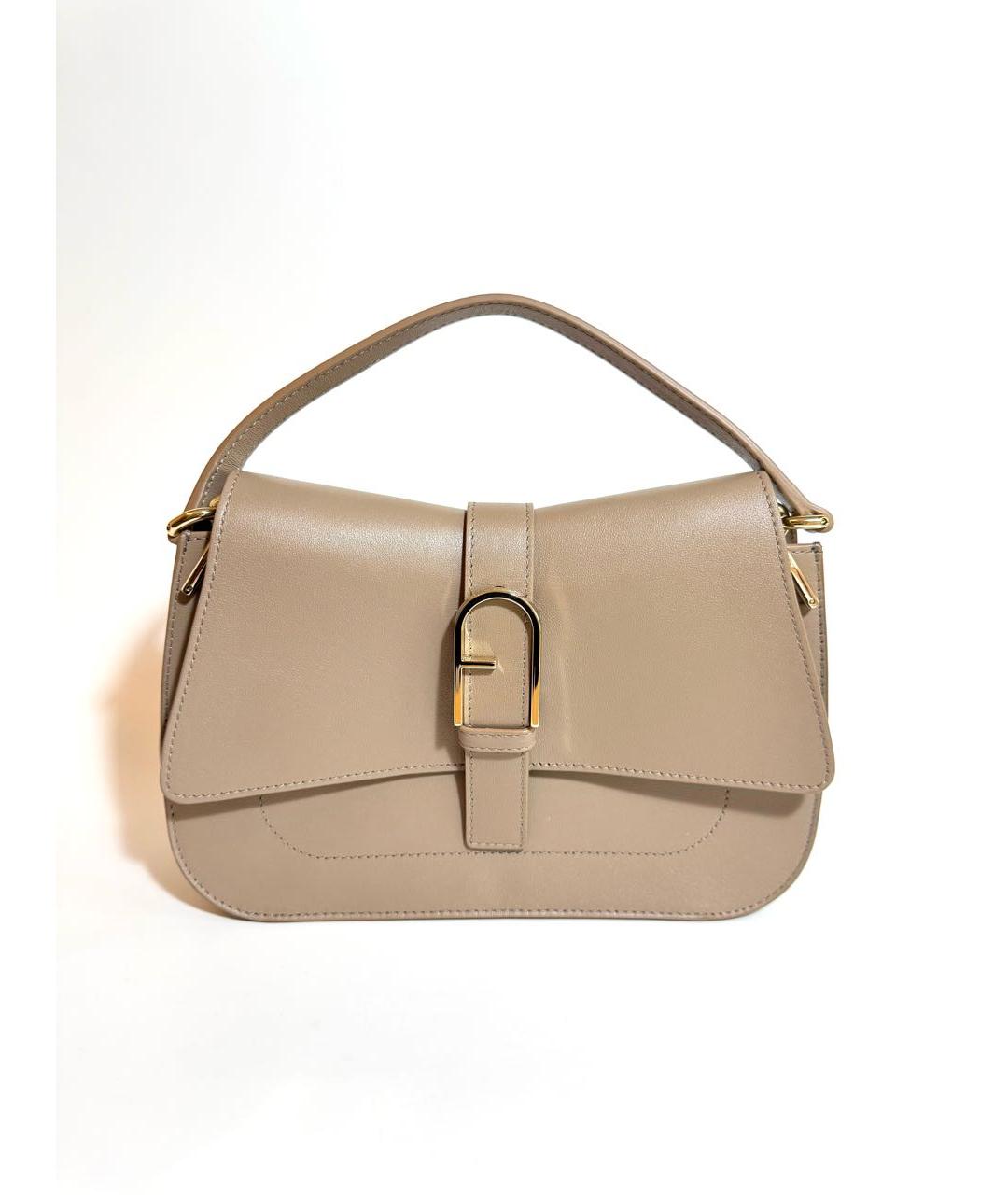 FURLA Бежевая кожаная сумка с короткими ручками, фото 7