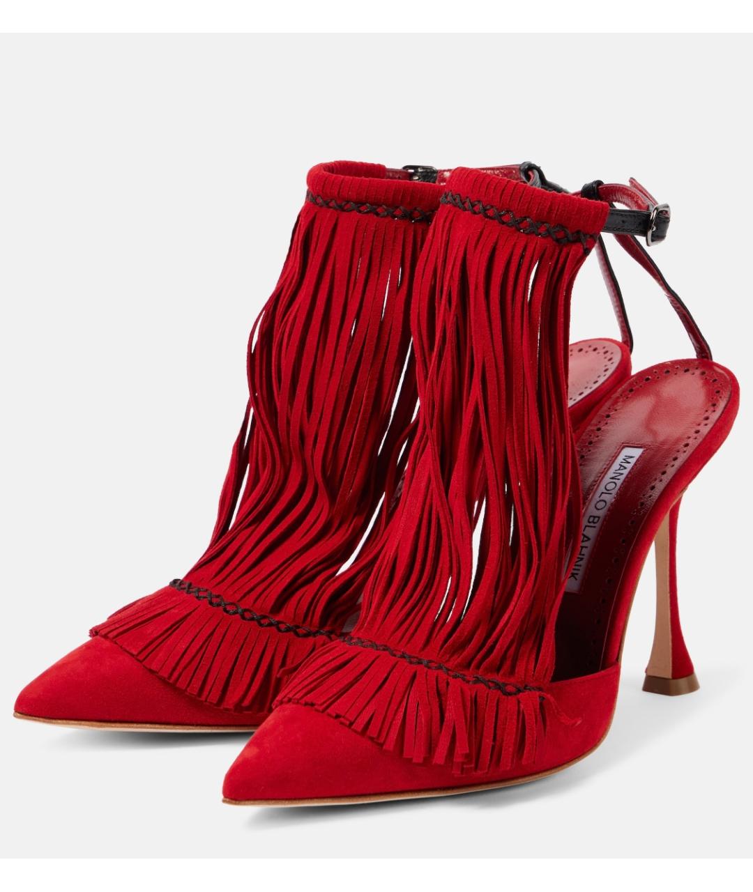 MANOLO BLAHNIK Красные замшевые туфли, фото 4