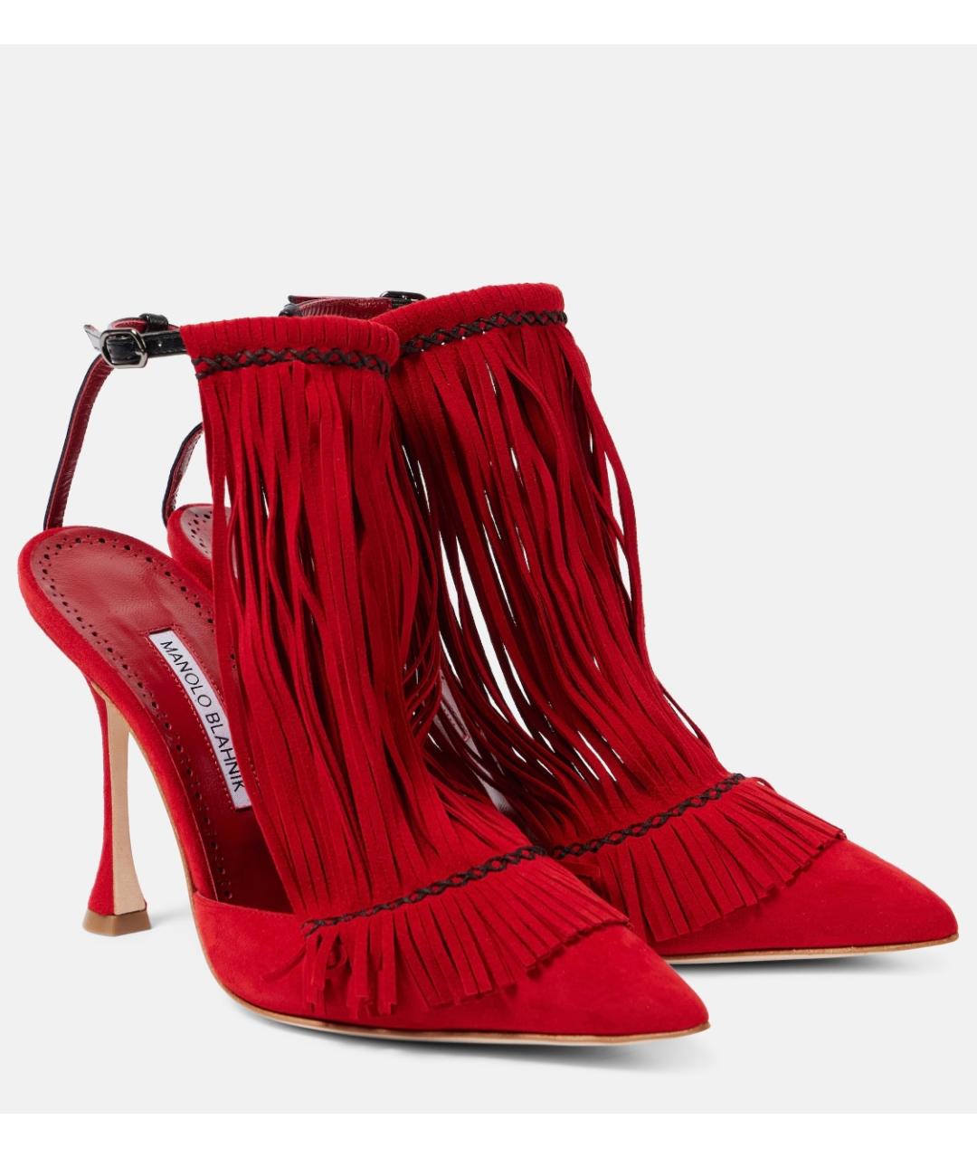 MANOLO BLAHNIK Красные замшевые туфли, фото 3