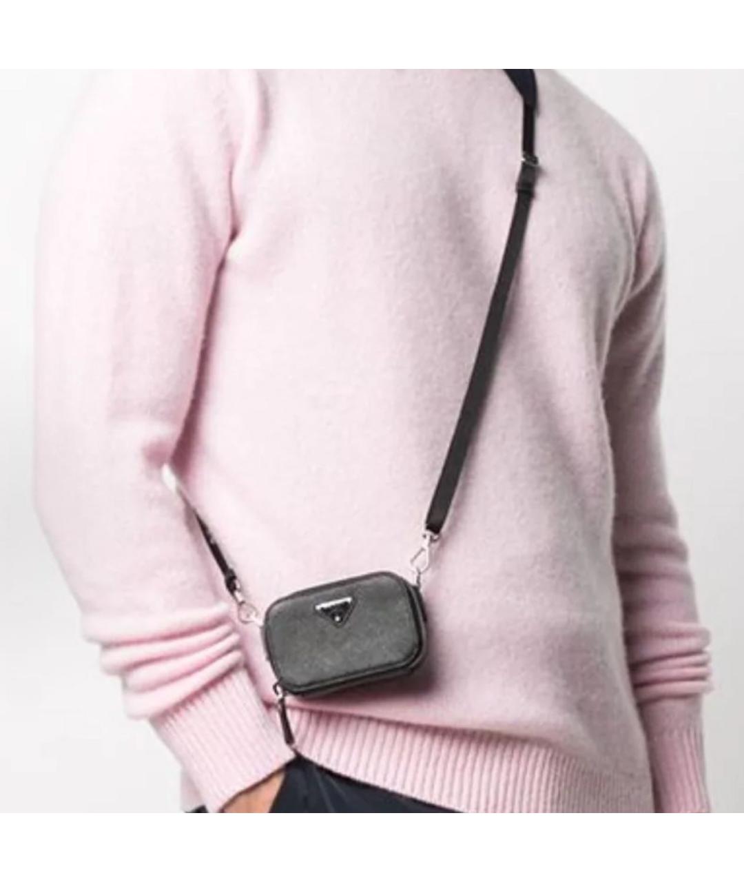 PRADA Черная кожаная сумка через плечо, фото 5