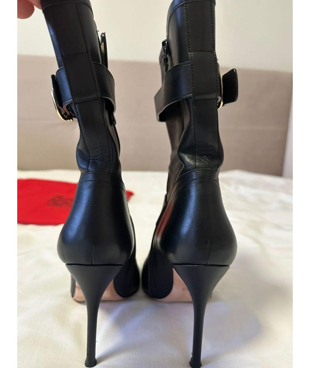 CAROLINA HERRERA Черные кожаные сапоги, фото 4