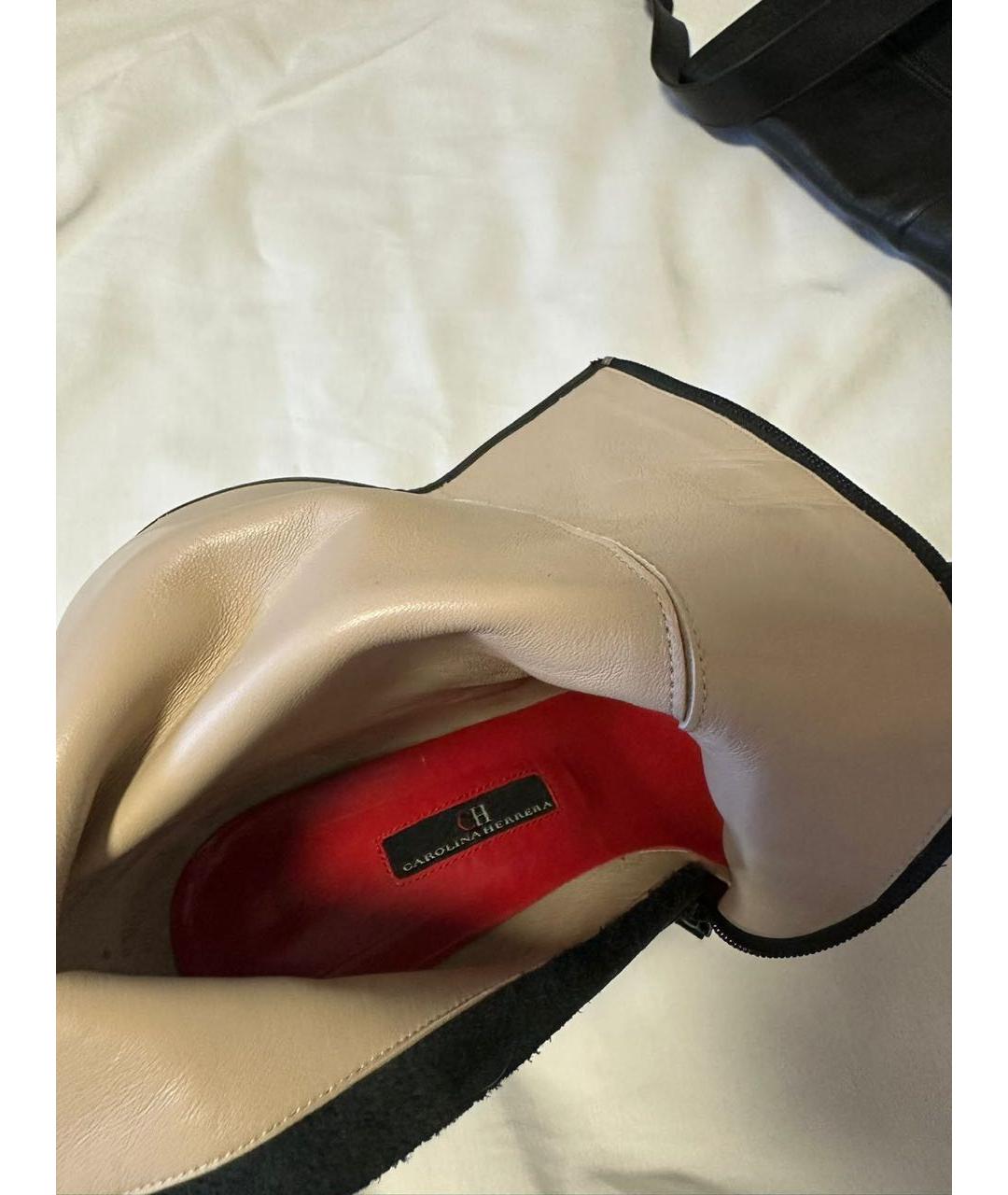 CAROLINA HERRERA Черные кожаные сапоги, фото 6