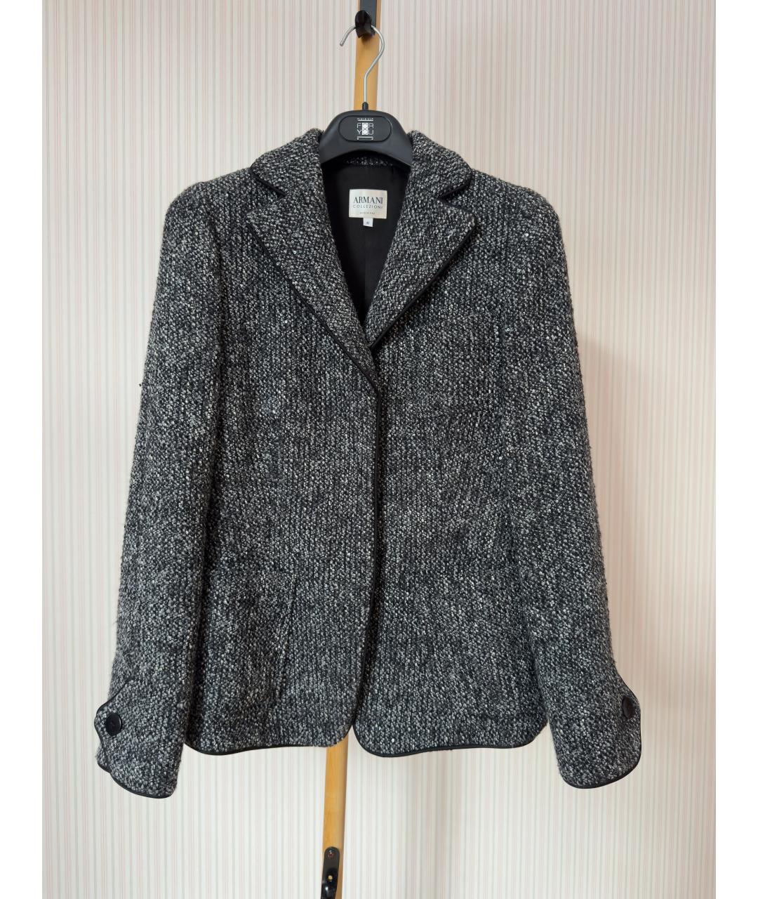 ARMANI COLLEZIONI Серый шерстяной жакет/пиджак, фото 6