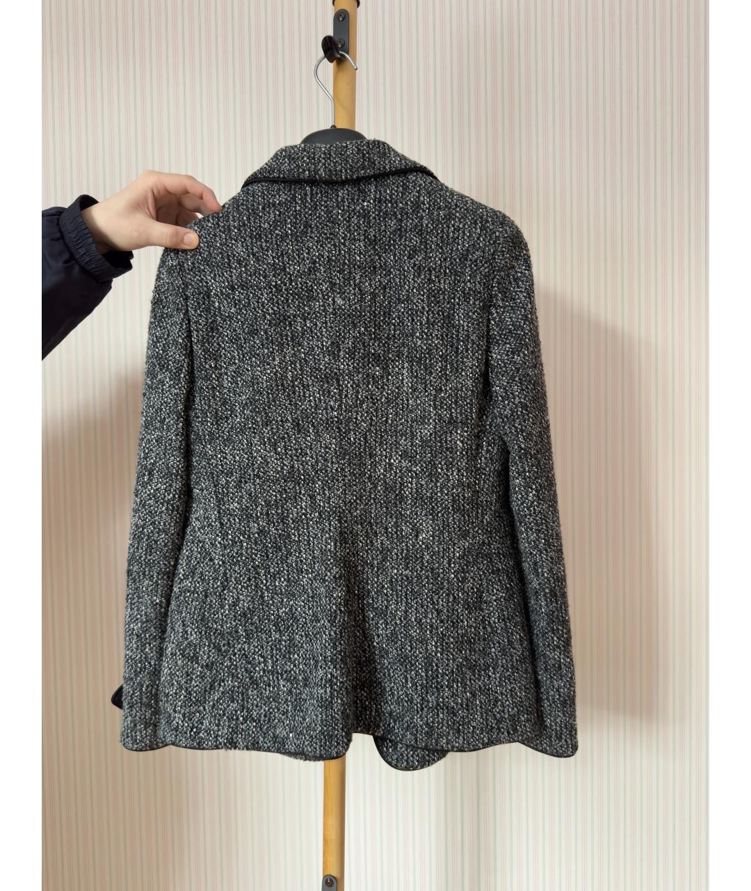 ARMANI COLLEZIONI Серый шерстяной жакет/пиджак, фото 2