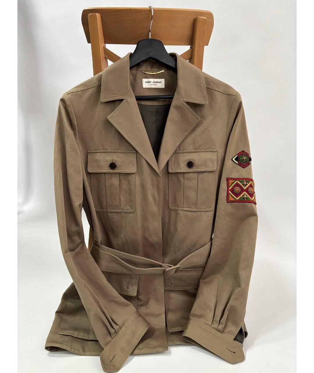 SAINT LAURENT Хаки хлопковый жакет/пиджак, фото 5