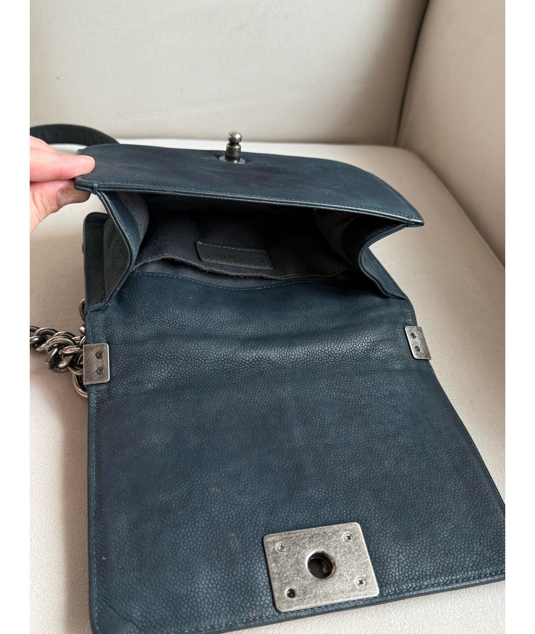 CHANEL Темно-синяя кожаная сумка через плечо, фото 6