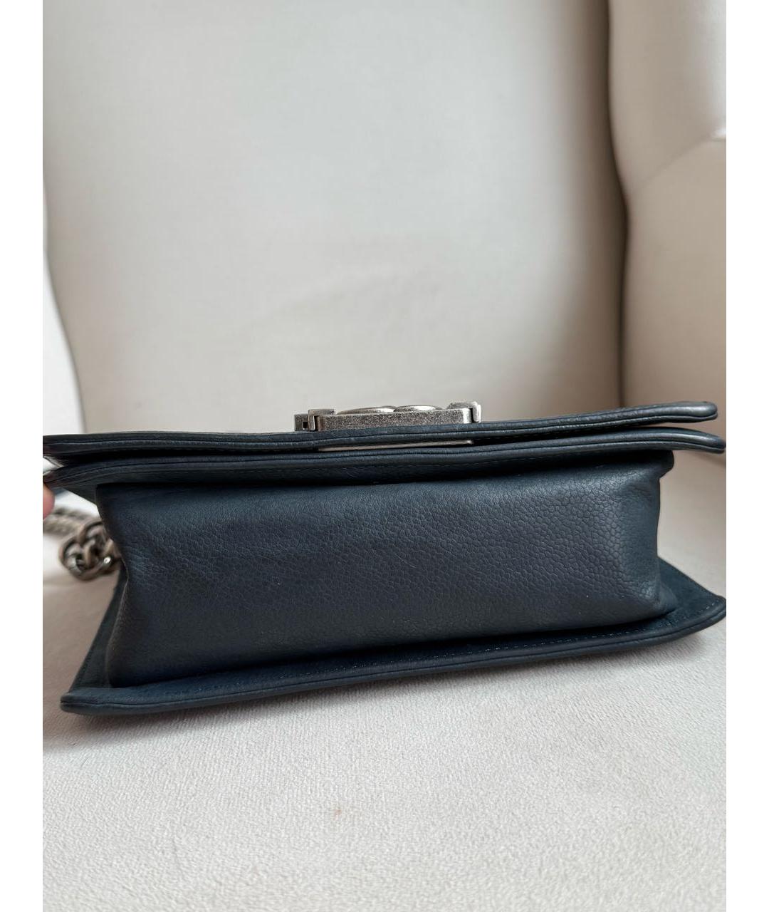 CHANEL Темно-синяя кожаная сумка через плечо, фото 7